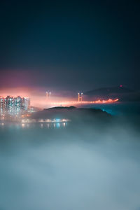 Scenic view of sea against sky at night