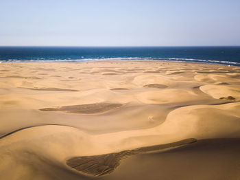 Scenic view of beach against clear sky