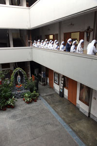 Group of people in front of building