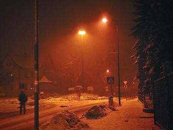 Illuminated street light at night