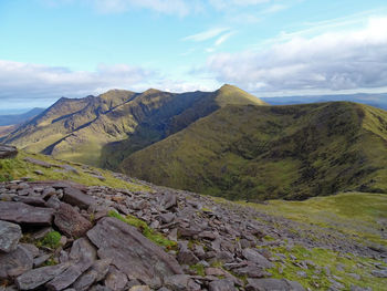 Scenic view of mountains against sky