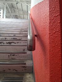 Close-up view of red wall