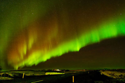 Scenic view of sea against sky at night