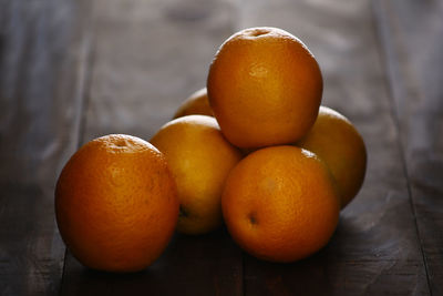 High angle view of oranges on table