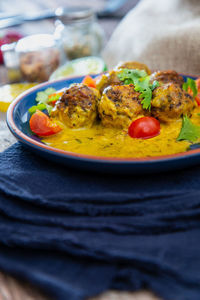 Close-up of food served in plate