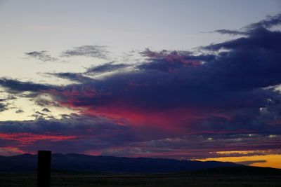 Scenic view of dramatic sky during sunset