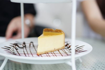 Close-up of cake in plate on table