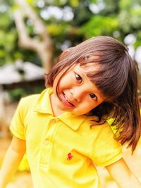 Portrait of cute girl looking away