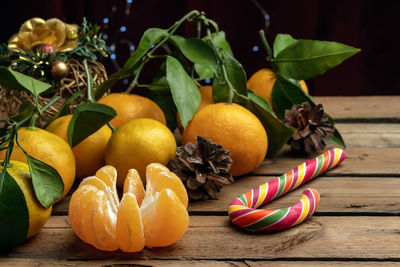 Close-up of fruits on table