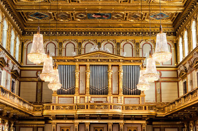 Chandeliers hanging in musikverein concert hall