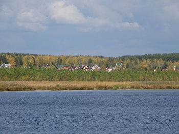 Scenic view of lake against sky