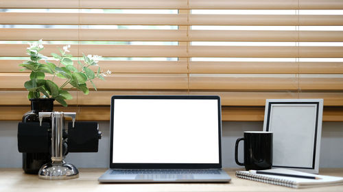 Laptop on table