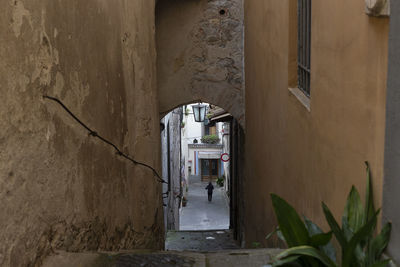 High angle view of a downhill alley in barga