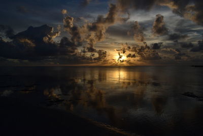 Scenic view of sea against sky at sunset