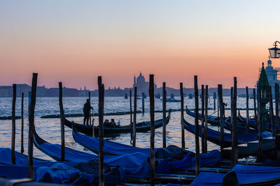 Scenic view of sea against clear sky during sunset