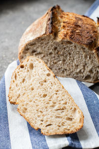 Homemade artisan sourdough whole wheat bread. healthy bread and organic food.