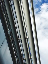 Low angle view of pipes against sky