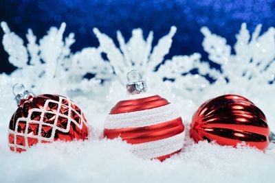 Close-up of christmas decoration during winter