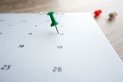 High angle view of text on paper