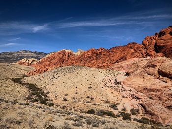 View of rock formations in desert