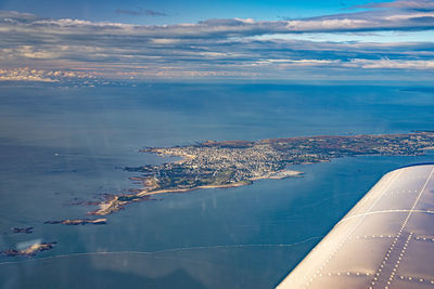 Aerial view of sea against sky