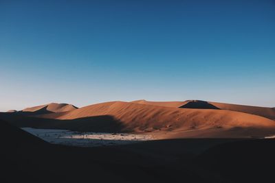 Scenic view of desert against clear sky