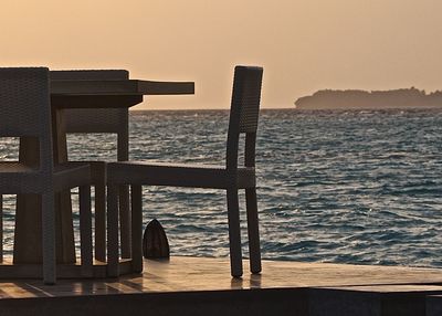 Scenic view of sea at sunset