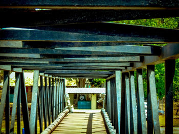 View of footbridge in row
