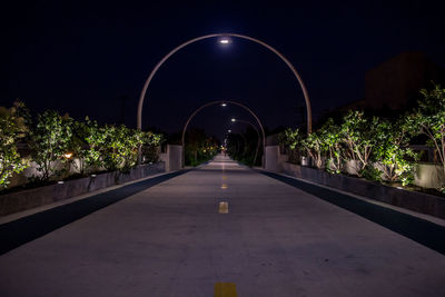 Illuminated street lights at night