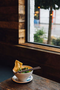 Close-up of food on table