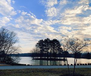 Scenic view of lake against sky