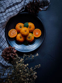 High angle view of fruits on table