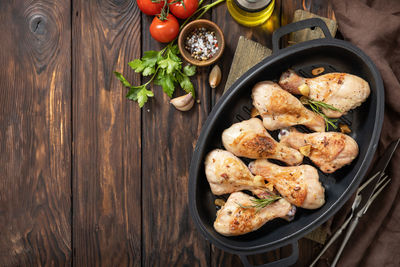 High angle view of food on table