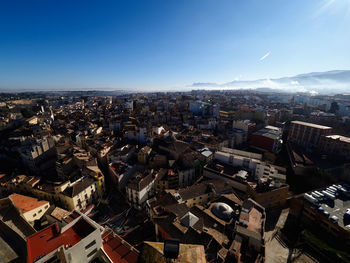 Views of the city of ontinyent from the top of the bell tower of the church of santa maria, spain.