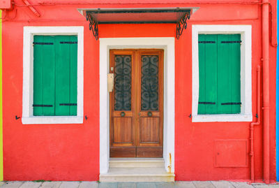 Closed red door