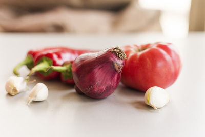 Close-up of strawberries on table