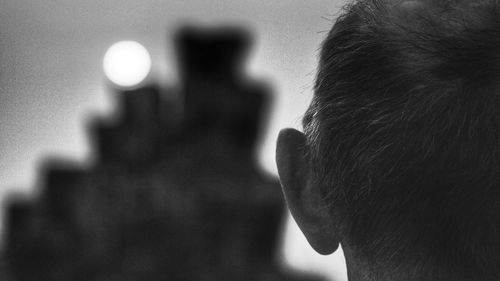 Close-up of man against blurred background