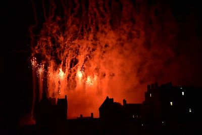 View of illuminated city at night