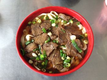 Close-up of served food in plate