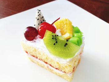 Close-up of dessert served in plate