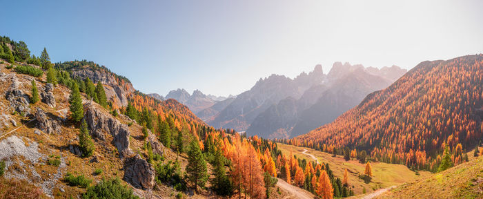 Scenic view of mountains against clear sky