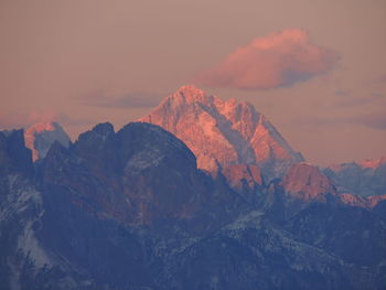 Scenic view of mountains against dramatic sky