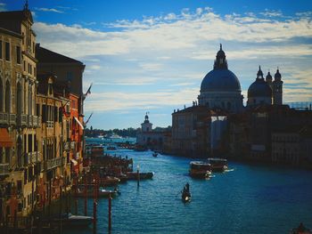 View of city at sunset