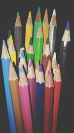 Close-up of multi colored pencils