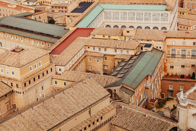 High angle view of buildings in town