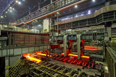View of factory at night