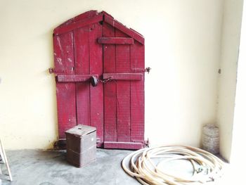 Close-up of red door