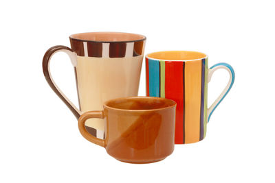 Close-up of coffee cup against white background