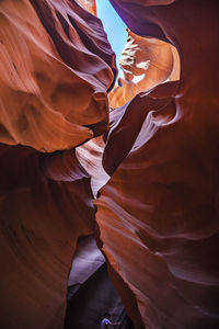 Low angle view of rock formations at antelope canyon