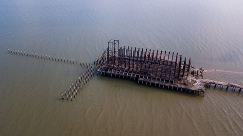 High angle view of golden gate in sea